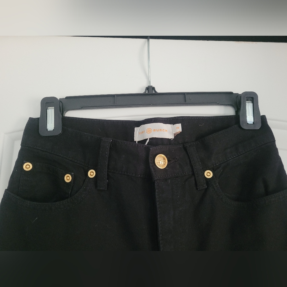 NWT Tory Burch sz 25 boot cut black denim jeans